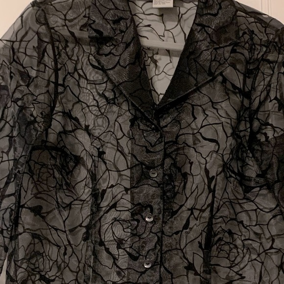 I.N. Studio Formal Black Floral Sheer Jacket - Picture 4 of 4